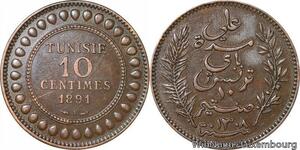 R8681 Tunisia 10 Centimes Muhammad al-Nasir Bey AH 1308 1891 A Paris AU >Offer