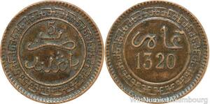R8760 Morocco 5 Mazunas Abd al-Aziz AH 1320 1903 Birmingham -> Make offer