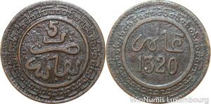 R8762 Morocco 5 Mazunas Abd al-Aziz AH 1320 1903 Fes -> Make offer