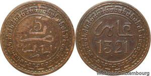 R8770 Morocco 5 Mazunas Abd al-Aziz AH 1321 1903 Paris -> Make offer