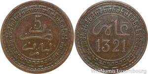 R8774 Morocco 5 Mazunas Abd al-Aziz AH 1321 1903 Paris -> Make offer