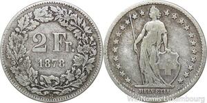 R8784 Switzerland 2 Francs Helvetia 1878 B Berne Silver -> Make offer