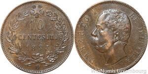 R8825 Italy 10 Centesimi Umberto I 1893 B/I AU SUP -> Make offer
