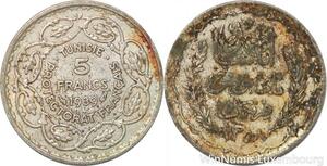 R8845 Tunisia 5 Francs Ahmad Pasha Bey AH 1358 1939 A Paris Silver -> Make offer