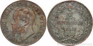 R8857 Italy 2 Centesimi Vittorio Emanuele II 1861 M Milan Silvered -> Make offer