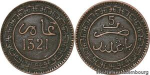 R8942 Rare Morocco 5 Mazounas Abd al-Aziz AH 1321 1903 Birmingham -> Make offer