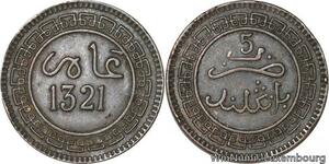 R8947 Rare Morocco 5 Mazounas Abd al-Aziz AH 1321 1903 Birmingham -> Make offer