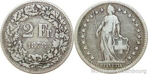 R8961 Switzerland 2 Francs Helvetia 1878 B Berne Silver -> Make offer