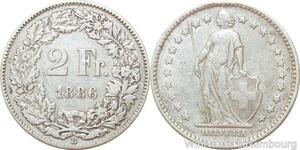 R8972 Switzerland 2 Francs Helvetia 1886 B Berne Silver -> Make offer
