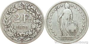 R8977 Switzerland 2 Francs Helvetia 1878 B Berne Silver -> Make offer