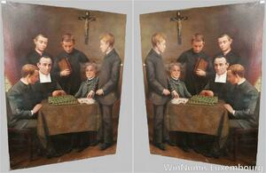 R9009 Unique Giant Oil Painting 1,5m Gold Numismatic Collection French Art 1887