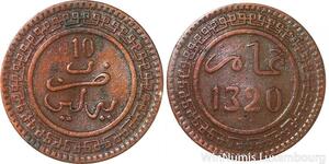 R9026 Rare Morocco 10 Mazounas Abd Al Aziz AH 1320 1903 Berlin -> Make offer