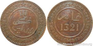 R9060 Morocco 10 Mazunas Abd al-Aziz AH 1321 1903 Berlin Quality -> Make offer