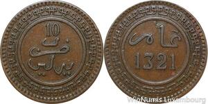 R9066 Morocco 10 Mazunas Abd al-Aziz AH 1321 1903 Berlin -> Make offer