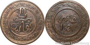 R9068 Morocco 10 Mazunas Abd al-Aziz AH 1321 1903 Fes -> Make offer