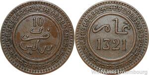 R9072 Morocco 10 Mazunas Abd al-Aziz AH 1321 1903 Berlin -> Make offer