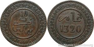 R9076 Morocco 10 Mazunas Abd al-Aziz AH 1320 1903 Berlin -> Make offer