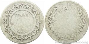 R9080 Tunisia 1 Franc Ali Bey AH 1308 1891 A Paris Silver -> Make offer