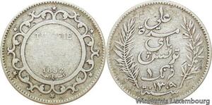 R9086 Tunisia 1 Franc Ali Bey AH 1309 1892 A Paris Silver -> Make offer