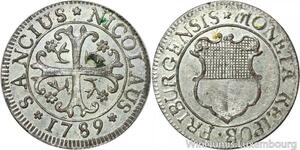 R9129 Rare Switzerland Freiburg 2 Kreuzer 1/2 Batzen 1789 BU UNC -> Make offer