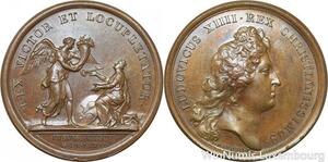 R9134 Rare Médaille Louis XIV Capture Lille à genoux 1667 Mauger UNC >Make offer