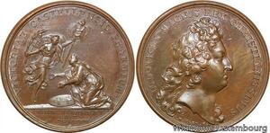 R9139 Rare Médaille Louis XIV Prise Saint Omer sur les Espagnols 1677 Mauger UNC