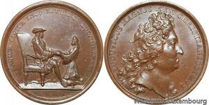 R9142 Rare Médaille Louis XIV Hommage Duc Léopold Lorraine Duché Bar 1699 UNC