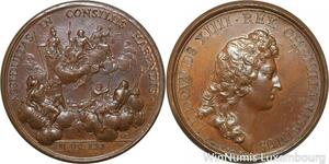 R9188 Rare Médaille Louis XIV Assiduité du Roi à ses conseillers 1661 UNC >Offer