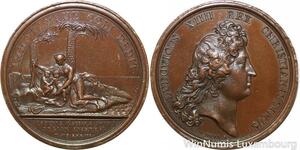 R9196 Rare Médaille Louis XIV Gratifications accordees Gens des lettres 1673 UNC