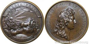 R9199 Rare Médaille Louis XIV Assiduité Roi à ses conseils 1661 UNC > Make offer