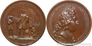 R9223 Rare Médaille Louis XIV 800 Gens Elites enrolés Marine Guerre 1683 UNC