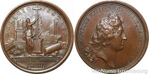 R9238 Rare Médaille Louis XIV Religion Temples Calvinistes démolis 1685 UNC