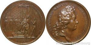 R9241 Rare Médaille Louis XIV Promotion 74 chevaliers du Saint-Esprit 1689 UNC