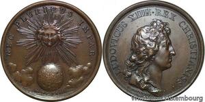 R9254 Rare Médaille Louis XIV La devise du Roi Soleil 1663 AU -> Make offer