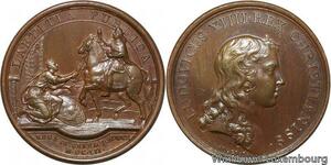 R9255 Rare Médaille Louis XIV Retour du Roi à Paris Bataille Barcelone 1652 UNC