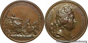 R9271 Rare Médaille Louis XIV La Marine florissante Char Neptune 1693 UNC >Offer