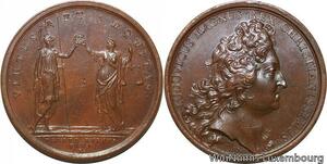 R9289 Rare Médaille Louis XIV Europe pacifiée Paix Ryswik Alsace 1697 UNC >Offer