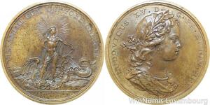 R9345 Rare Médaille Louis XV Les progrès du roi 1718 Duvivier UNC -> Make offer