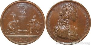 R9352 Rare Médaille Louis XV Rétablissement santé Roi 1721 UNC -> Make offer