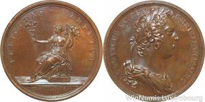 R9359 Rare Médaille Louis XV Bonheur de la France 1728 UNC -> Make offer