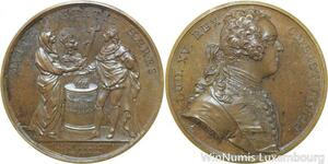 R9361 Rare Médaille Louis XV Le Roi Voeux Louis XIII Roettiers 1738 UNC ->Offer