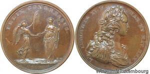 R9372 Rare Médaille Louis XV Heureux Concours Alliance Franco Spanish 1721 UNC