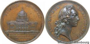 R9377 Rare Médaille Louis XV 1ère pierre Eglise Sainte-Geneviève Paris 1764 UNC