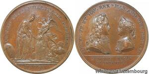 R9378 Rare Médaille Louis XV Fiancaille M-Anne Victoire infante Espagne 1721 UNC