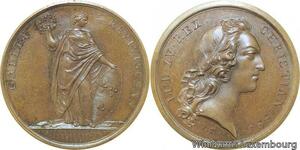 R9379 Rare Médaille Louis XV Retablissement Santé Roi 1744 UNC -> Make offer