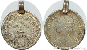 R9396 British India 1/4 Rupee Victoria 1883 Silver -> Make offer
