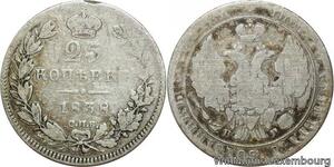 R9409 Russia 25 Kopeks Nicholas I 1838 HR St Petersburg Silver -> Make offer