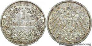 R9431 Germany Empire 1 Mark Wilhelm II 1914 A Berlin Silver AU -> Make offer