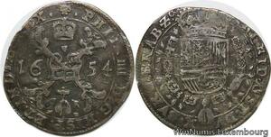 R9444 Very Rare Netherlands Brabant 1/4 Patagon Philip IV 1654 Brussels Silver