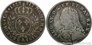 R9469 Rare 1/10 Ecu aux lunettes Louis XV 1729 A Paris Silver -> Make offer